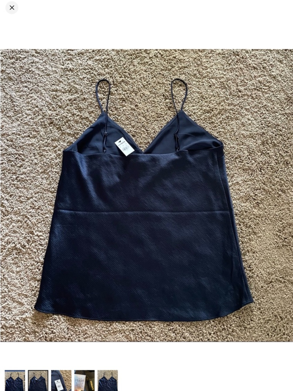 NWT -Express Women's Navy Satin V-Neck Cami Top ~ Sz L - Picture 4 of 14